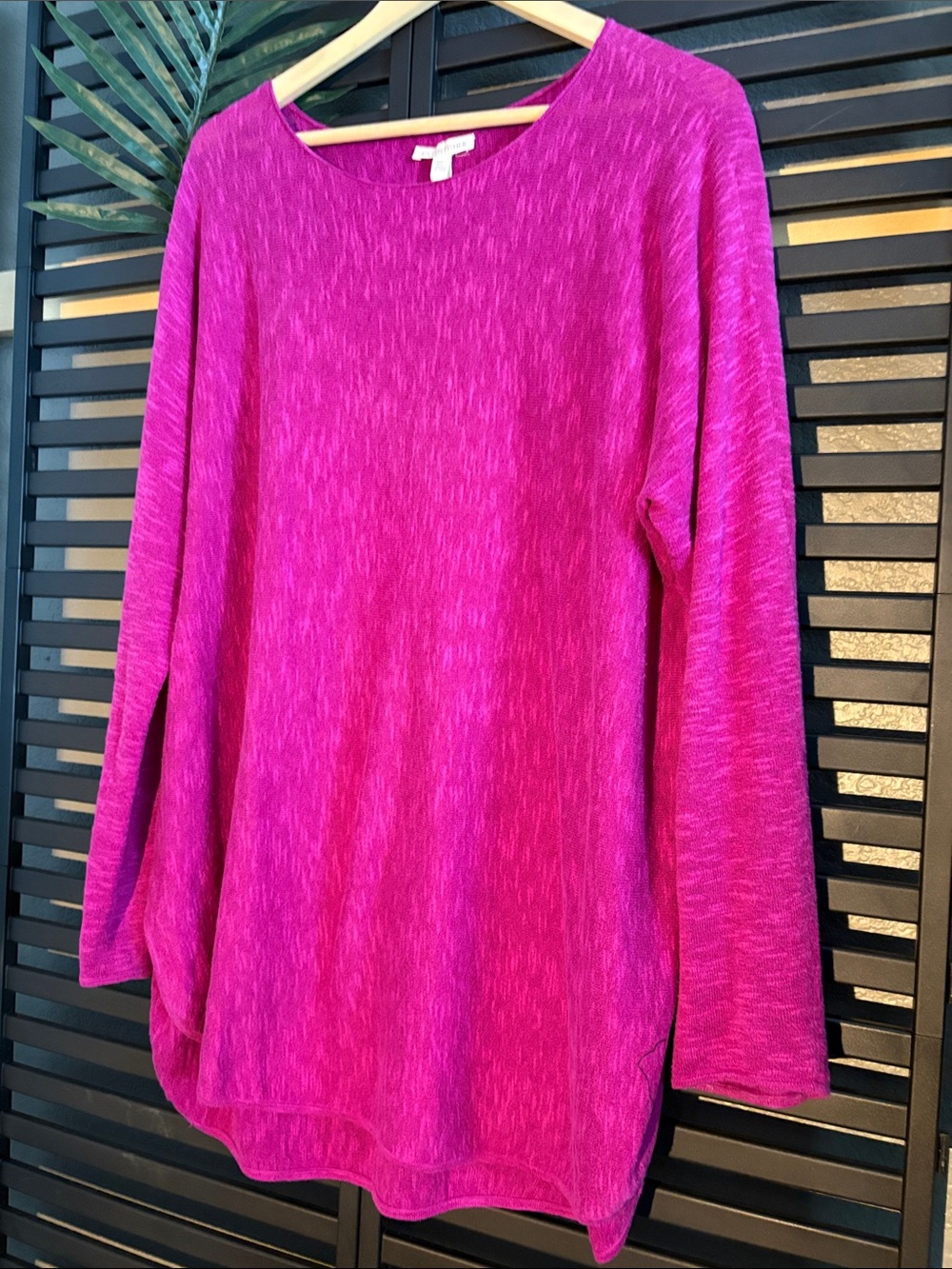 Eileen Fisher Vibrant Fuchsia Long-Sleeve Knit Top